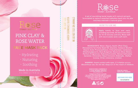 Organik Botanik Pink Clay & Rosewater 5 Mask Pack